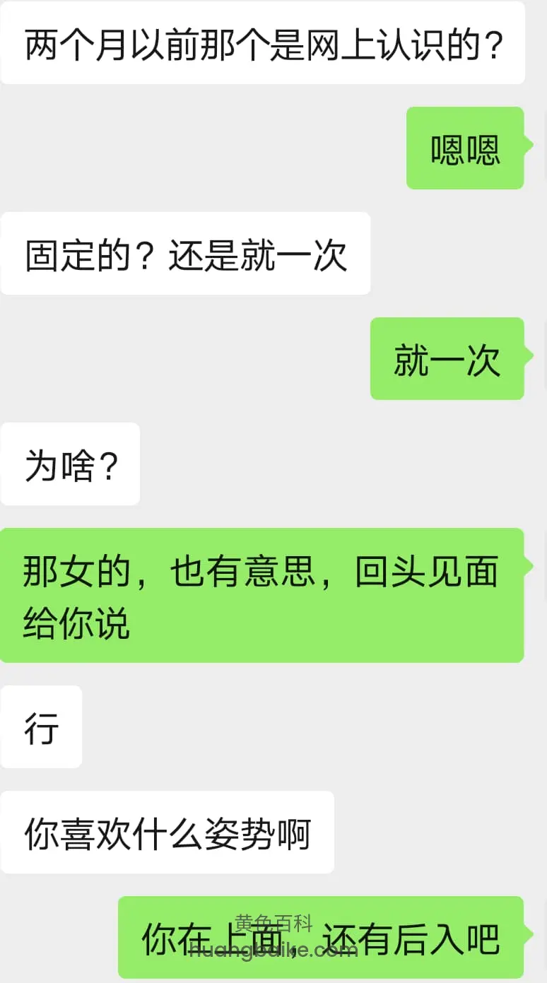 聊天记录截图,讨论网上认识的女人和姿势