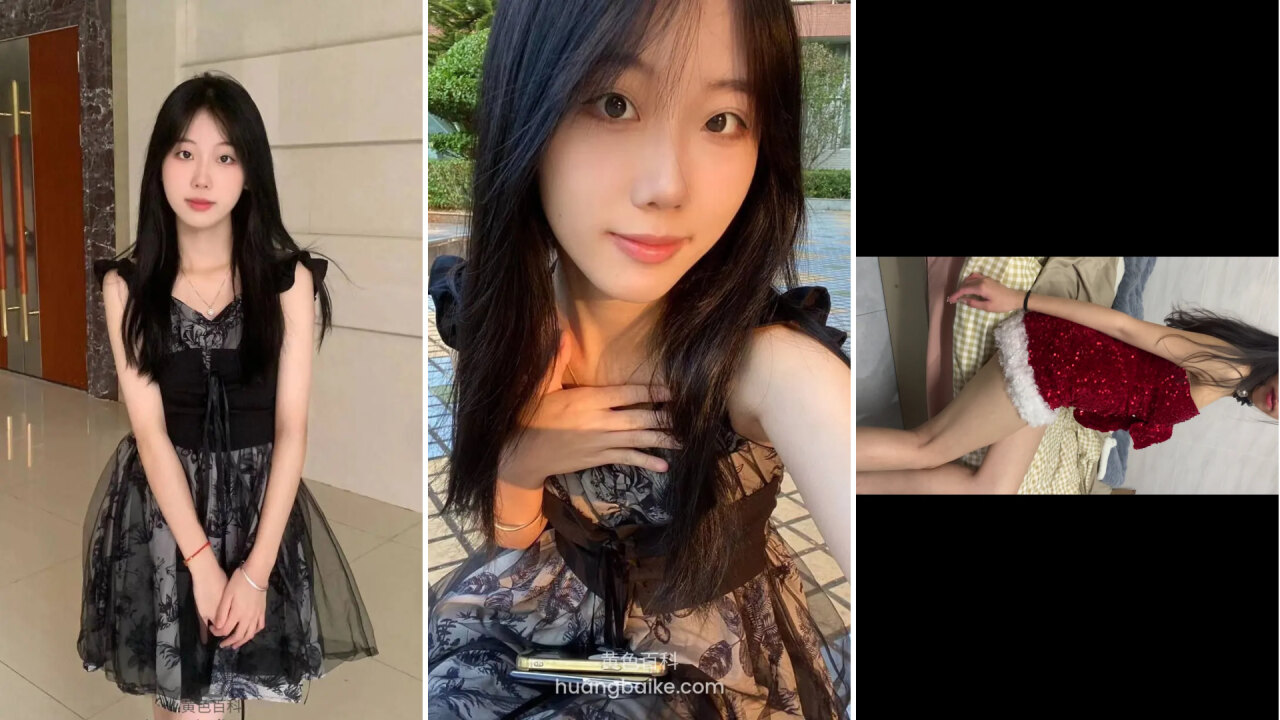 黑长直清纯嫩妹换上红丝绒裙，撩起裙摆露出肥美阴唇，阴毛浓密，粉嫩穴口湿漉漉地张开