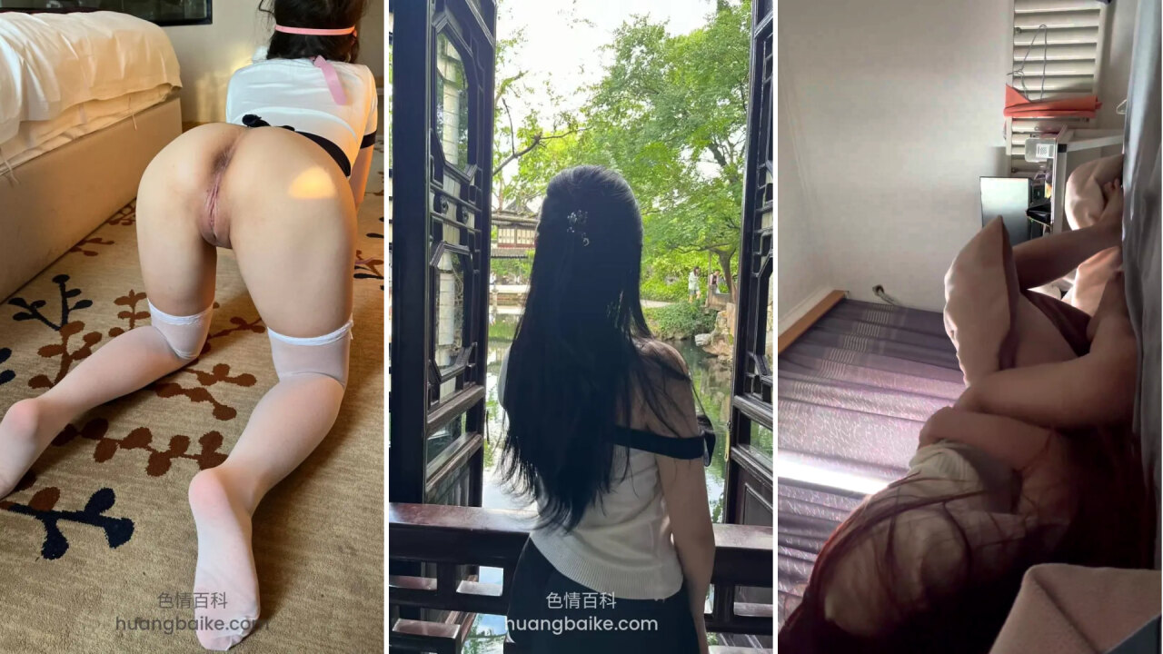 御姐平时冷冰冰的，调教后私底下骚得要命，跪在床上脸冲镜头把逼张得老开自拍