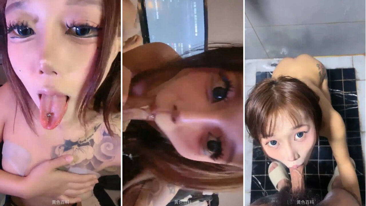 纹身精神小妹舌钉吸你的鸡吧你能坚持多久？纹身舌钉红发，反差感爆棚