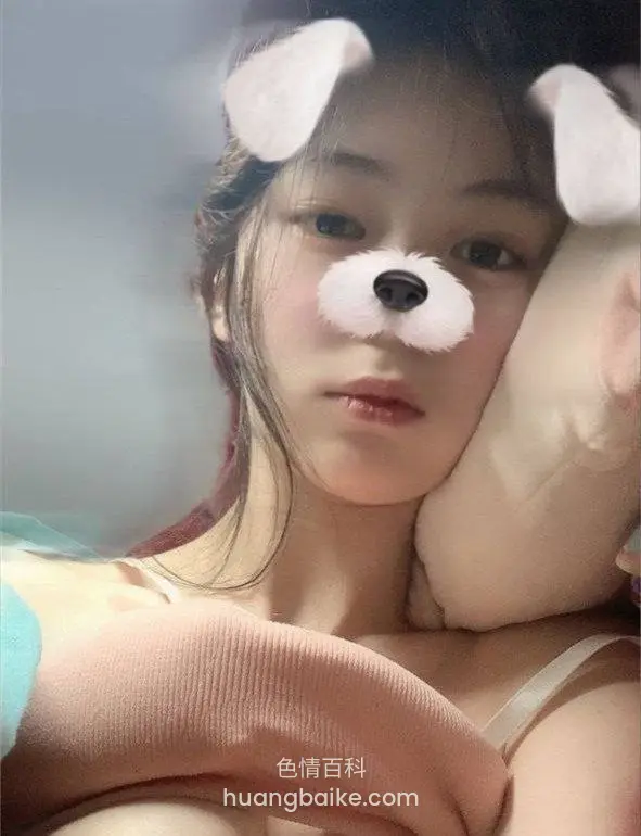 抱着狗狗玩偶贴脸，狗狗滤镜
