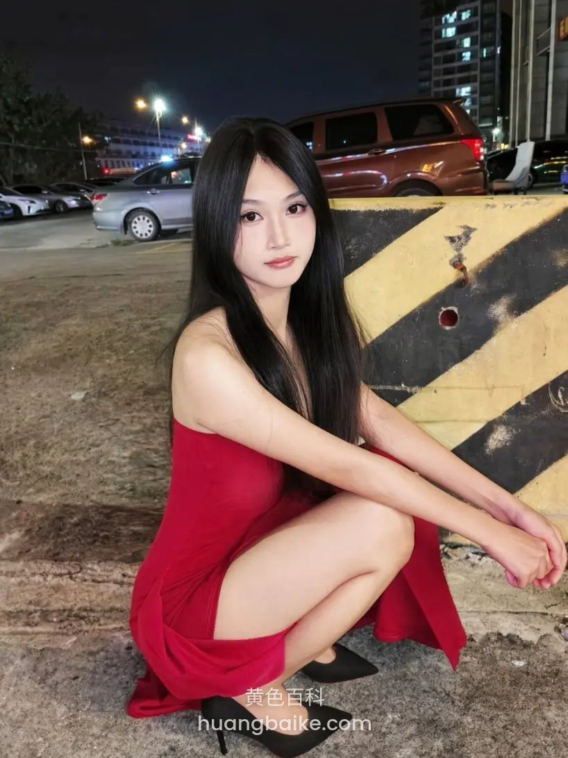 停车场蹲在黄黑路障前，身后停着几辆车
