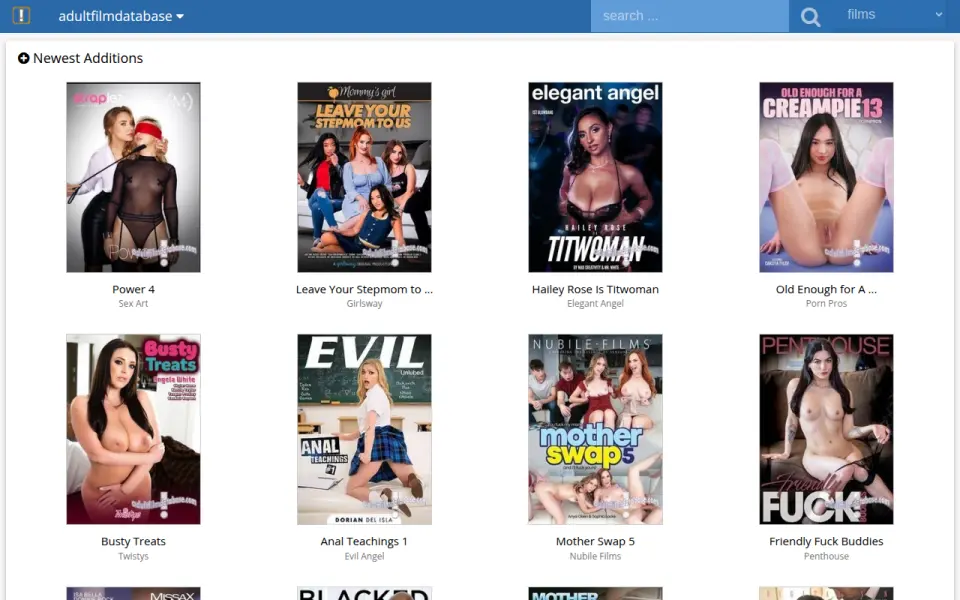 Adult Film Database 首页截图