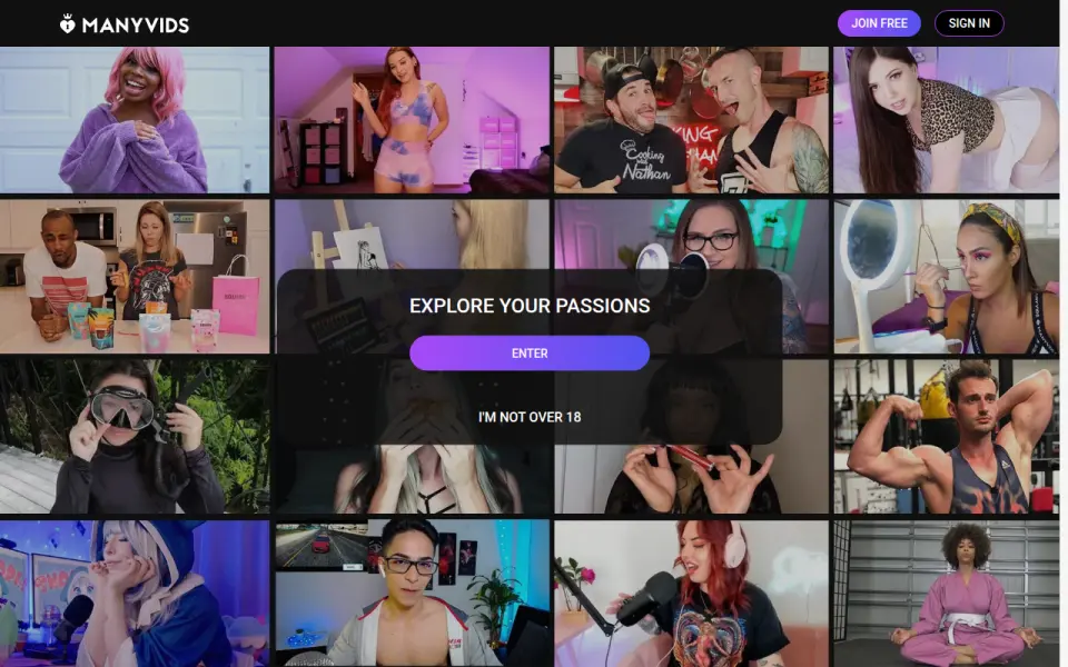 ManyVids 首页截图